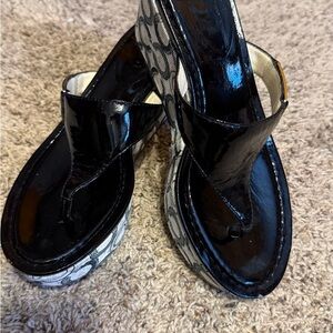 Coach Black Platform Sandals with the C monogram